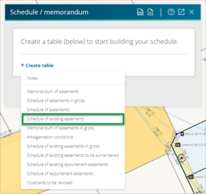 Screenshot of create a table and select schedule type