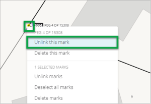 Screenshot of unlinking a mark from spatial view