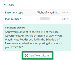 Screenshot of certify certificate