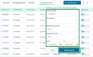 A screenshot showing refine search as described on the page