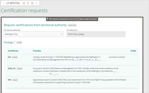 Screenshot of certifications locked for surveyor message