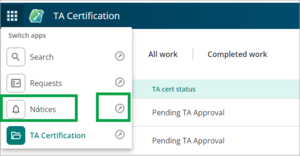 A screenshot showing the nine-dot icon and various apps with the one you are in highlighed