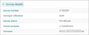 Screenshot of survey details section