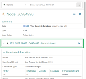 image of a node summary page in Web Search. The section containing mark information is highlighted.