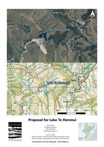 Map showing the location of Lake Te Horonui