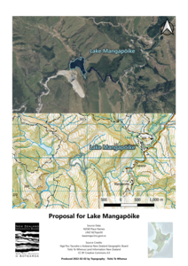 Topographic map showing the location of Lake Mangapōike