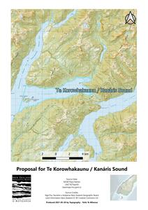 Topographic map showing the location of Te Korowhakaunu / Kanáris Sound