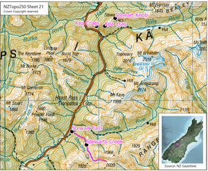 Map showing the location of Stewart Hill and Stewart Crags