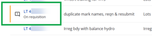 screenshot of surveys in My Work, highlighting a dataset on requisition. It has a yellow bar to the left of the CSD number, with the wording On requisition underneath the CSD number.