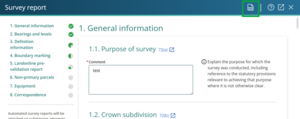 image of the survey report panel, highlighting the PDF icon at the top right of the panel.