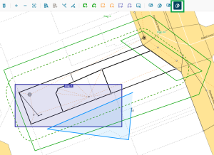 Image highlighting the reduce diagram by polygon tool at top of screen. In the centre of the screen, the selected diagram A is shaded dark blue. There is a blue polygon being created with the cursor. This is overlapping the shaded diagram showing where it will be reduced.
