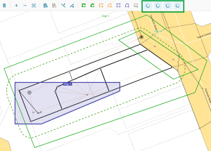 screenshot highlighting the edit defined diagram icons in processing mode. The reduced diagram is shaded dark blue while it processes.