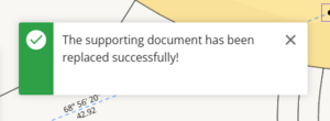 screenshot of success message generated when file is successfuly replaced in supporting documents.