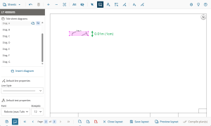 image of layout plan sheets. A diagram has been resized and shows a dimension of 1cm high.