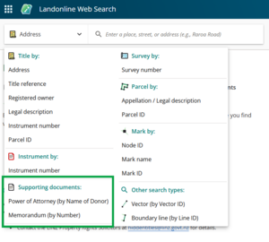 Image of the Web Search search panel, highlighting "Supporting documents".