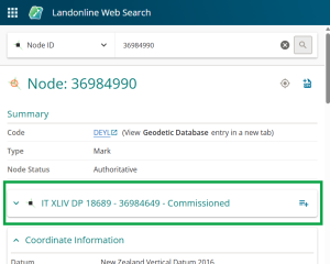 image of a node summary page in Web Search. The section containing mark information is highlighted.