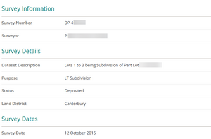 image of the survey information panels on a survey summary page.