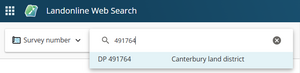 image of the search field with a survey number entered.