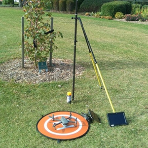 A drone and other positioning equipment, highlighting one of the uses for SouthPAN.