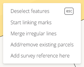 image of the general context menu in survey capture.