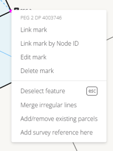 image of an unlinked mark's context menu.