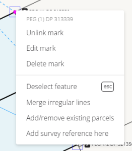 image of a linked mark's context menu.