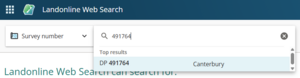 image of the search field with a survey number entered.