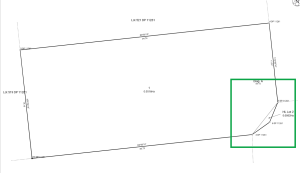 image of a diagram in plan generation layout sheets. A height-linted primary parcel is highlighted, but is depicted with a thin line type.