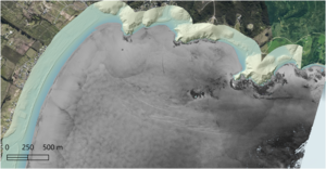 Image showing the seafloor reflectance at Tokerau Beach, Doubtless Bay, Northland.  