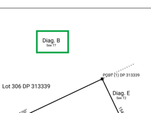 image of part of a compiled plan, highlighting a diagram label for a diagram that has not been used. The label shows "See T?".
