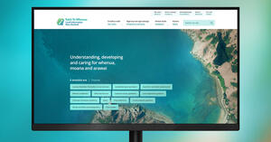 Image of the Toitū Te Whenua LINZ website home page within a screen. 