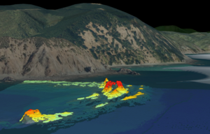 Image showing how a point cloud can be used to produce a Digital Elevation Model of Whangamoa, Nelson. 