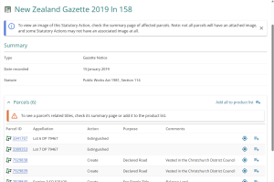 image of a statutory action's summary page.