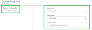 image of Create request, highlighting the Request details.