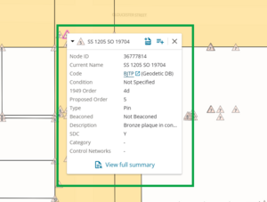 screenshot of the info panel for a selected mark in the spatial screen.