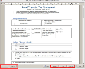 Land transfer tax statement example