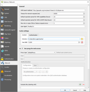 Screenshot showing Network window and settings.