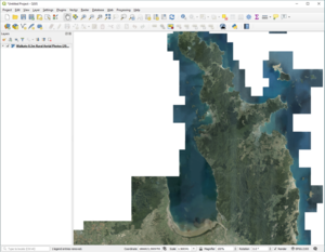 Screenshot showing dataset from WMTS connection in QGIS.