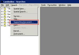 Searches menu with Supporting Document highlighted