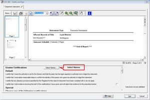 Certify and sign window with Select Names button highlighted
