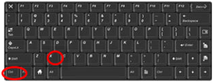 Keyboard with Ctrl and X highlighted