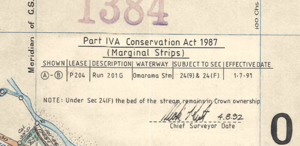 Second excerpt showing marginal strip notations added to SO 1384 Otago in 1992. 