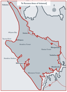 Map showing the area of interest referred to in the Deed of Settlement between Te Rarawa and the Crown