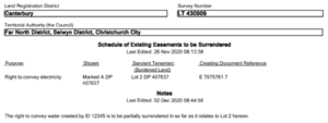 Surrender of an easement using Landonline easement schedule functionality