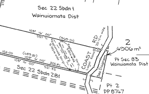Esplanade strip notation on DP 87652 (Wellington) in 1999