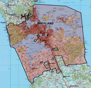 Map indicating the area of interest for Tāmaki Makaurau