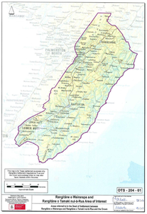 Map indicating the area of interest for Rangitāne o Wairarapa and Rangitāne o Tamaki nui-ā-Rua