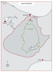  Map showing the area of interest referred to in the Deed of Settlement between Tūhoe and the Crown.
