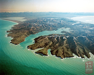 Aerial view across Banks Peninsula
