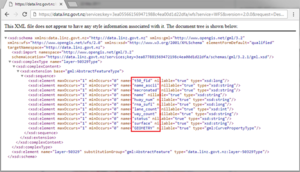 Screenshot highlighting named attributes in XML file
